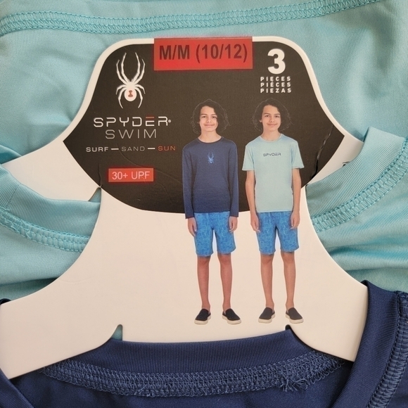🛑 2 / $40 Sale! SPYDER 3 Piece Surf Sand Sun Swim Set Blue- Size (10/12) M NWT - Picture 7 of 10